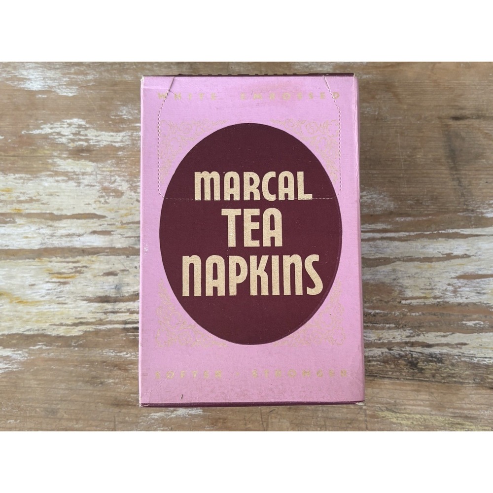 Vintage grocery general store kitchen box of Marcal Tea Napkins NOS NIP 1946